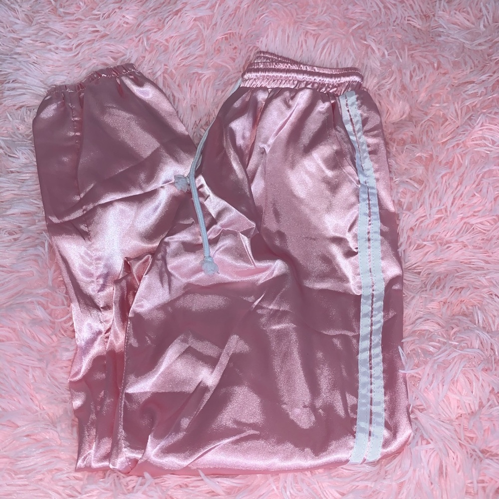 Satin like Pink Joggers